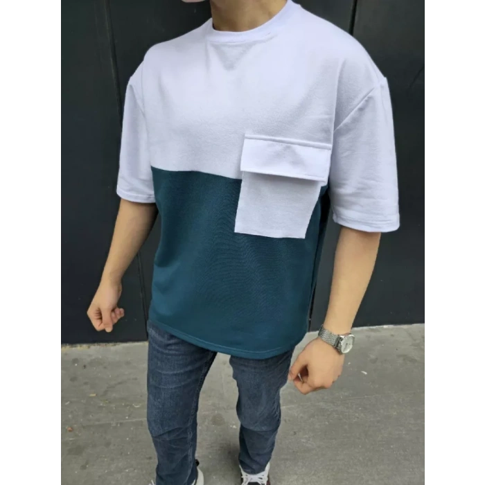 MDB Unisex Torba Cep Detaylı Parçalı Thirt  acivert