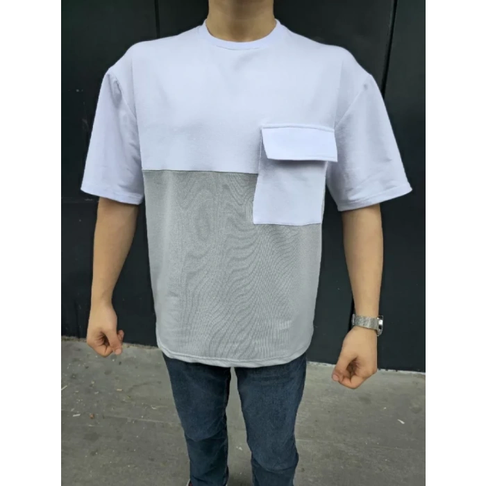 MDB Unisex Torba Cep Detaylı Parçalı Thirt  Gri