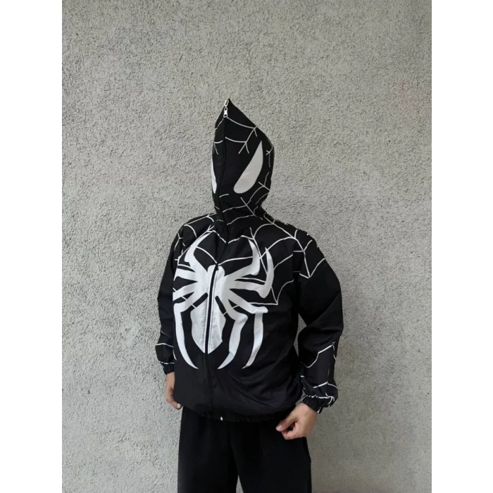 MDB Unisex Uzun Kollu Kapşonlu Rüzgarlik  iyah