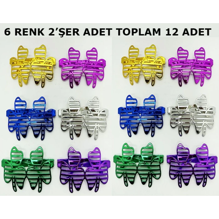 MDB Vegas Casino Temalı Parti Gözlüğü 6 Renk 12 Adet