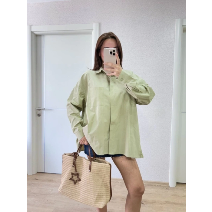 MDB Yakalı Yandan Yırtmaçlı Gömlek  Yeşil