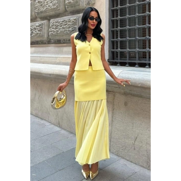 MDB Yelekli Ve Pilise Etekli Triko Takım 10001