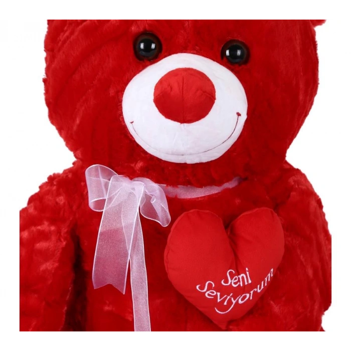 Yumoş Ayı 47 cm Kırmızı Kalpli Pelüş Ayı Sevgiliye Hediye
