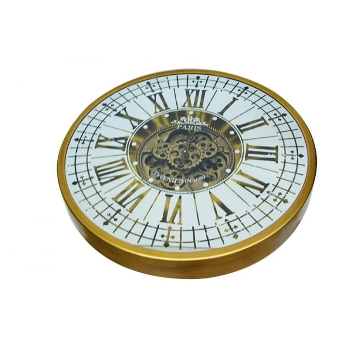 Yuvarlak Roma Rakamlı Goldoksit Çarklı Metal Duvar Saati