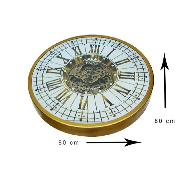 Yuvarlak Roma Rakamlı Goldoksit Çarklı Metal Duvar Saati