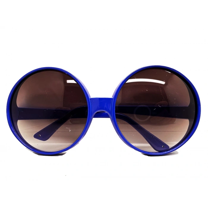 MDB Yuvarlak Yeşilçam 80 li 90 lı Yıllar Parti Gözlüğü Retro Mavi Renk