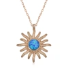 ​925 Ayar Gümüş Rose Mavi Opal Taşlı Güneş Kadın Kolye