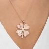 925 Ayar Gümüş Dört Yaprak Rose Yonca Kadın Gümüş Kolye