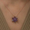 925 Ayar ​Gümüş Rose Mor Çiçek Kolye