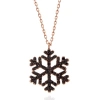 925 Ayar Gümüş Rose Siyah Taşlı Kar Tanesi Kadın Kolye