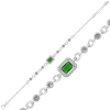 925 Ayar Gümüş Yeşil Baget Taşlı Bileklik
