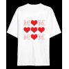 MDB Anneler Gününe Özel Tasarım O Kalp Baskılı Tshirt  Beyaz