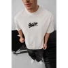 MDB Erkek Baskılı Oversize Tshirt  Beyaz