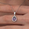 Gümüş Damla Mor Taşlı Kadın Kolye