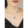Gümüş Elmas Montür Zümrüt Taşlı Kadın Kolye
