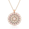Gümüş Rose Geometrik Desenli Madalyon Kolye