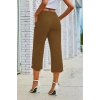 MDB Kadın Beli Lastikli Düğme Ve Cep Detaylı Kapri Ithal Keten Pantolon