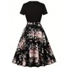 MDB Kadın Kısa Kollu Bisiklet Yaka çiçek Desenli üst Viskon Alt Süprem Kısa Elbise