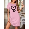 MDB Kadın Kısa Kollu Bisiklet Yaka Kalp Desenli Viskon Elbise