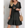 MDB Kadın Kısa Kollu V Yakalı Fırfırlı Bürümcük Elbise