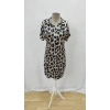 MDB Kadın Kısa Kollu Yakalı Leopar Desenli Süprem Elbise