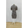 MDB Kadın Kısa Kollu Yakalı Leopar Desenli Süprem Elbise