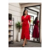 MDB Kadın Kruvaze Yaka idi Boy Kuşaklı Krep Elbise 120 Cm