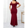MDB Kadın Omuzlardan Açık Askılı Yırtmaç Detaylı Uzun Ithal Krep Elbise