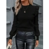 MDB Kadın Uzun Kollu Bisiklet Yaka Omuzları Fırfırlı Triko Bluz