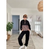 MDB Kadın Uzun Kollu eopar Detay weat Ve Yanı eopar şerit Detay Pantolon Ikili Takım