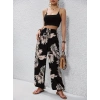MDB Kadın Yüksek Bel Bağcıklı Yaprak Desenli Süprem Pantolon