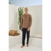 MDB Kocabey 9220 Erkek Midi Yaka Uzun Kol Pijama Takım