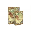 Kutu Kitap Harita 2li Set Kitap Kutusu Dekoratif Hediyelik