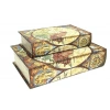 Kutu Kitap Harita 2li Set Kitap Kutusu Dekoratif Hediyelik
