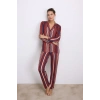 MDB %100 Modal Uzun Kollu Düğmeli Çizgili Pijama Takımı