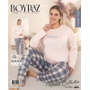 MDB Boyraz 0165 Kadın Sandy Battal Uzun Kol Pijama Takımı