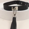 MDB Deri Fırfırlı Choker Harness Kolye Siyah