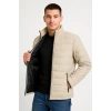MDB Erkek Bomber ont Ceket – u İtici Kumaş, Kapitone Astarlı, Fermuarlı, Kışlık  Bej