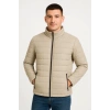 MDB Erkek Bomber ont Ceket – u İtici Kumaş, Kapitone Astarlı, Fermuarlı, Kışlık  Bej