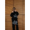 MDB Erkek Kapüşonlu Eşofman Takım Graffiti Baskılı Oversize Rahat Kalıp, Kanguru Cepli, treetwear Tarzında Premium Ürün 3 Iplik Pamuklu  iyah
