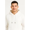 MDB Erkek Ovarsize Kapüşonlu wetshirt Kanguru Çepli Cıtcıtlı 3 Iplik Şardonlu Hoodie  Beyaz