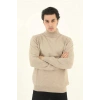 MDB Erkek Yarım Balıkçı Yaka Triko Kazak  Bej