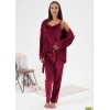 MDB Estiva 24397 Bayan Kadife 3lü Pijama Takım
