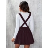 MDB Kadın Askılı Sırttan çapraz Detaylı Kısa Kiloş Kadife Mini Elbise