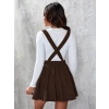 MDB Kadın Askılı Sırttan çapraz Detaylı Kısa Kiloş Kadife Mini Elbise