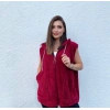 MDB Kadın Kapüşon Ve Fermuar Detay Welsoft Kolsuz Yelek