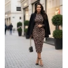 MDB Kadın Uzun Kollu Balıkçı Yaka Leopar Desenli idi Boy Elbise