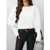 MDB Kadın Uzun Kollu Bisiklet Yaka Fermuar Detaylı Ithal Krep Bluz