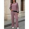 MDB Kadın Uzun Kollu Bisiklet Yaka şardonlu Kaşkorse Bluz Ve Pantolon Ikili Takım