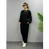 MDB Kadın Uzun Kollu Bisiklet Yaka Viskon Iki Iplik Bluz Ve Pantolon Ikili Takım